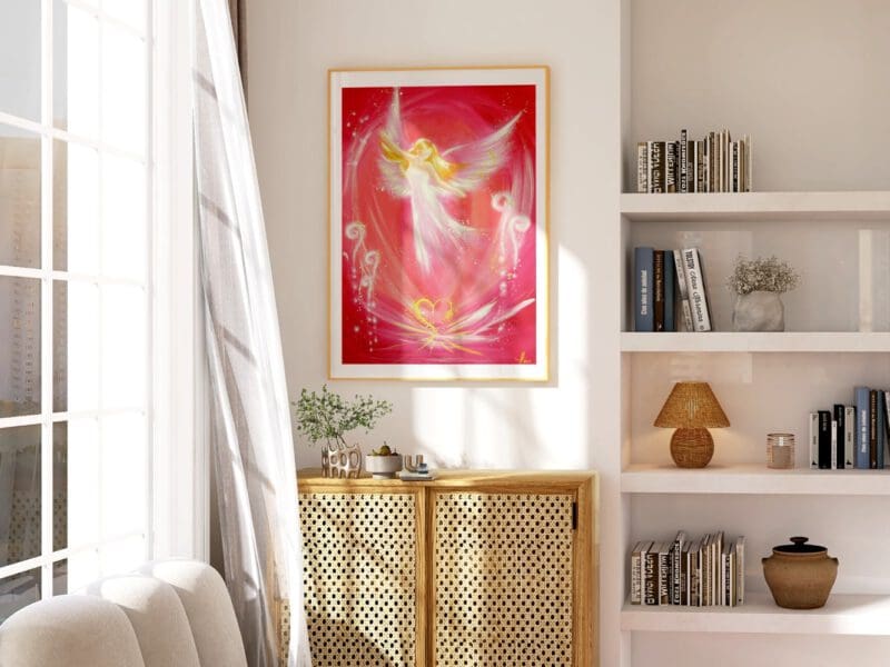 Himmlisches Engel Poster "Leichtigkeit" Schutzengel Wandbild in Rosa & Gold – Bild 13