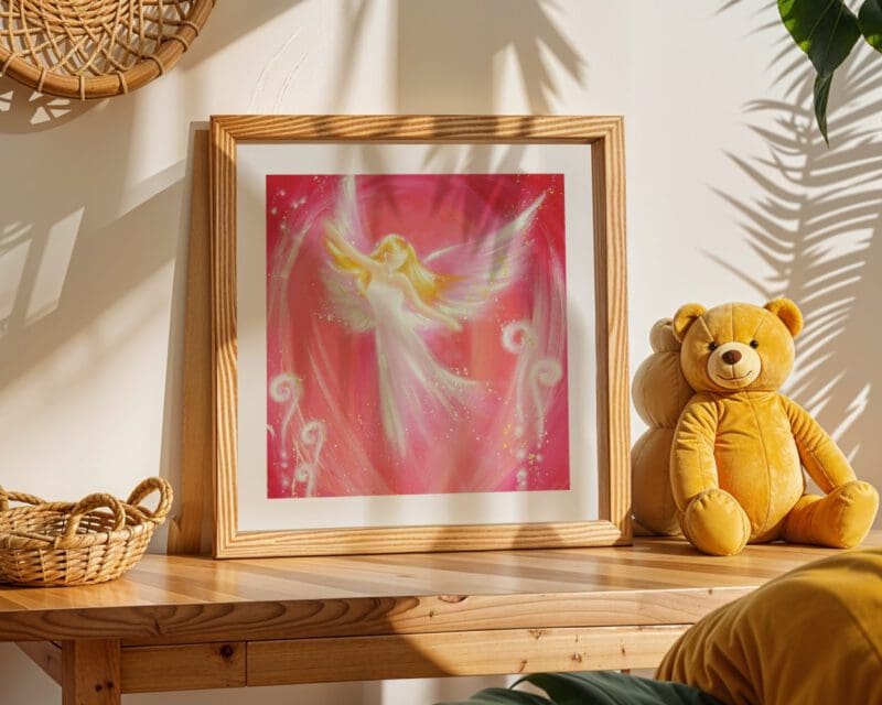 Himmlisches Engel Poster "Leichtigkeit" Schutzengel Wandbild in Rosa & Gold – Bild 14