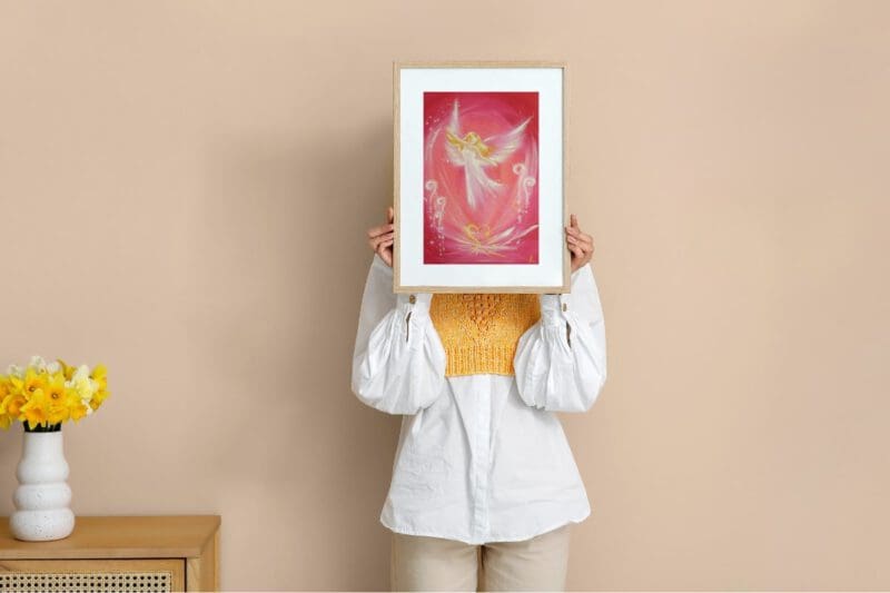 Himmlisches Engel Poster "Leichtigkeit" Schutzengel Wandbild in Rosa & Gold – Bild 11