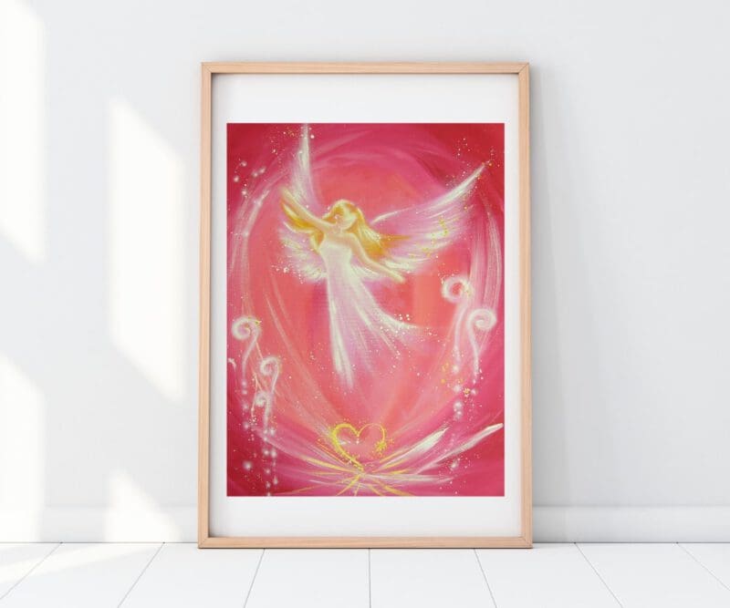 Himmlisches Engel Poster "Leichtigkeit" Schutzengel Wandbild in Rosa & Gold – Bild 9