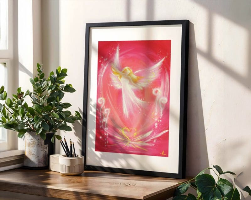 Himmlisches Engel Poster "Leichtigkeit" Schutzengel Wandbild in Rosa & Gold – Bild 12