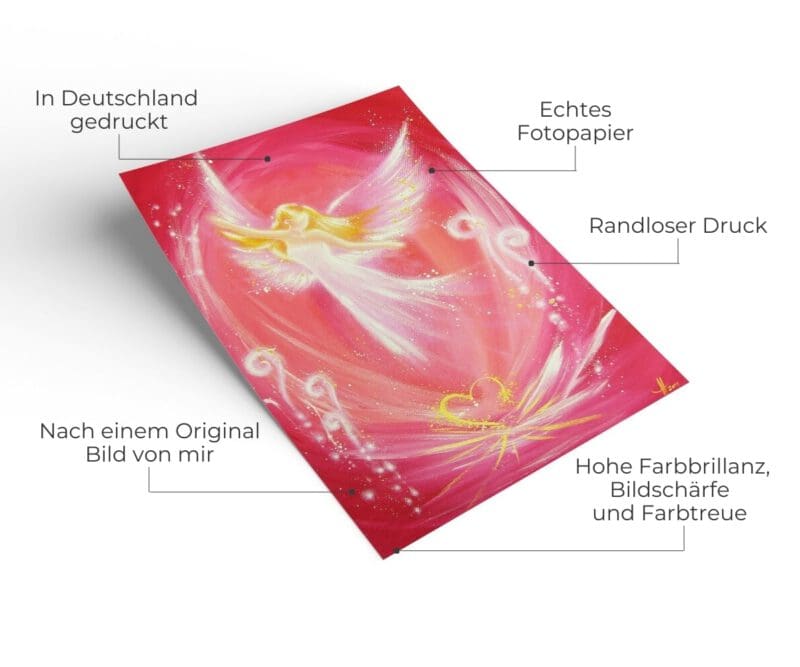 Himmlisches Engel Poster "Leichtigkeit" Schutzengel Wandbild in Rosa & Gold – Bild 2