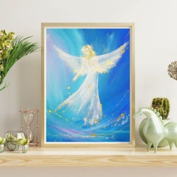 Himmlisches Engel Poster in Blautönen